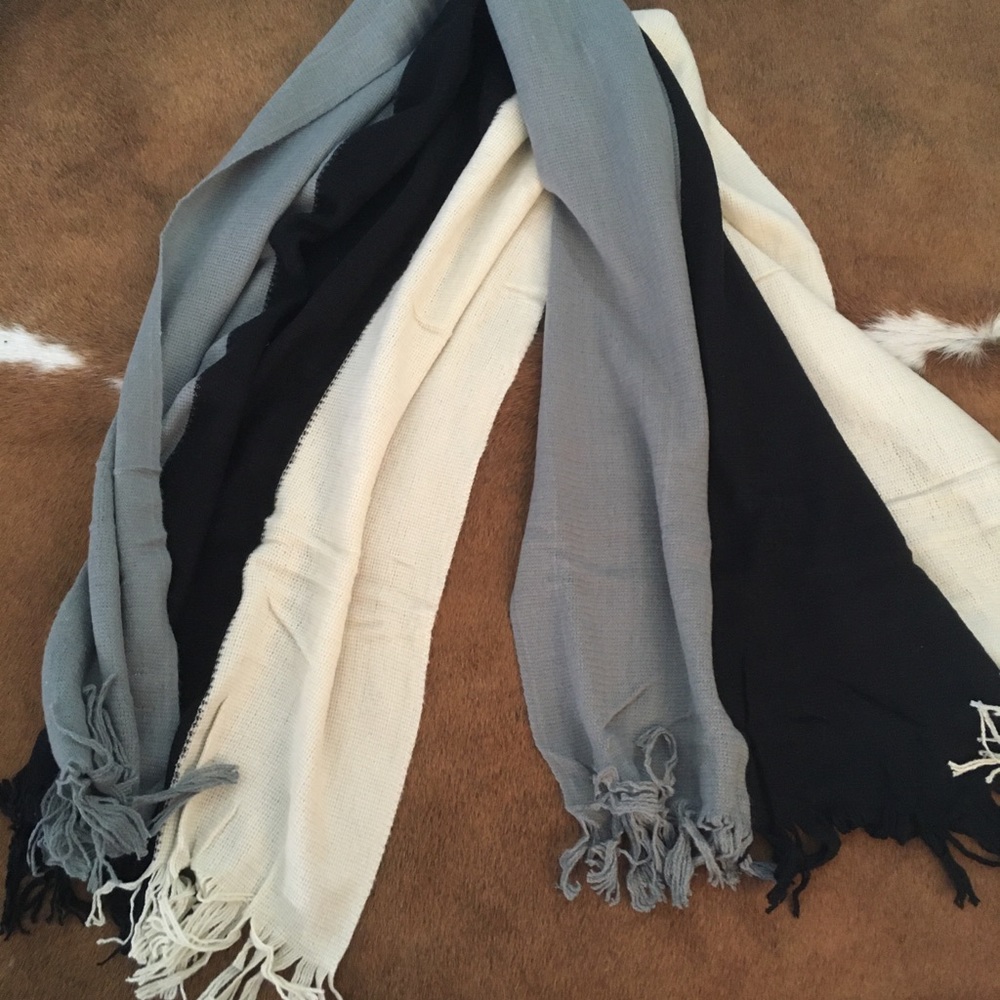 New! Tri color scarf with fringe